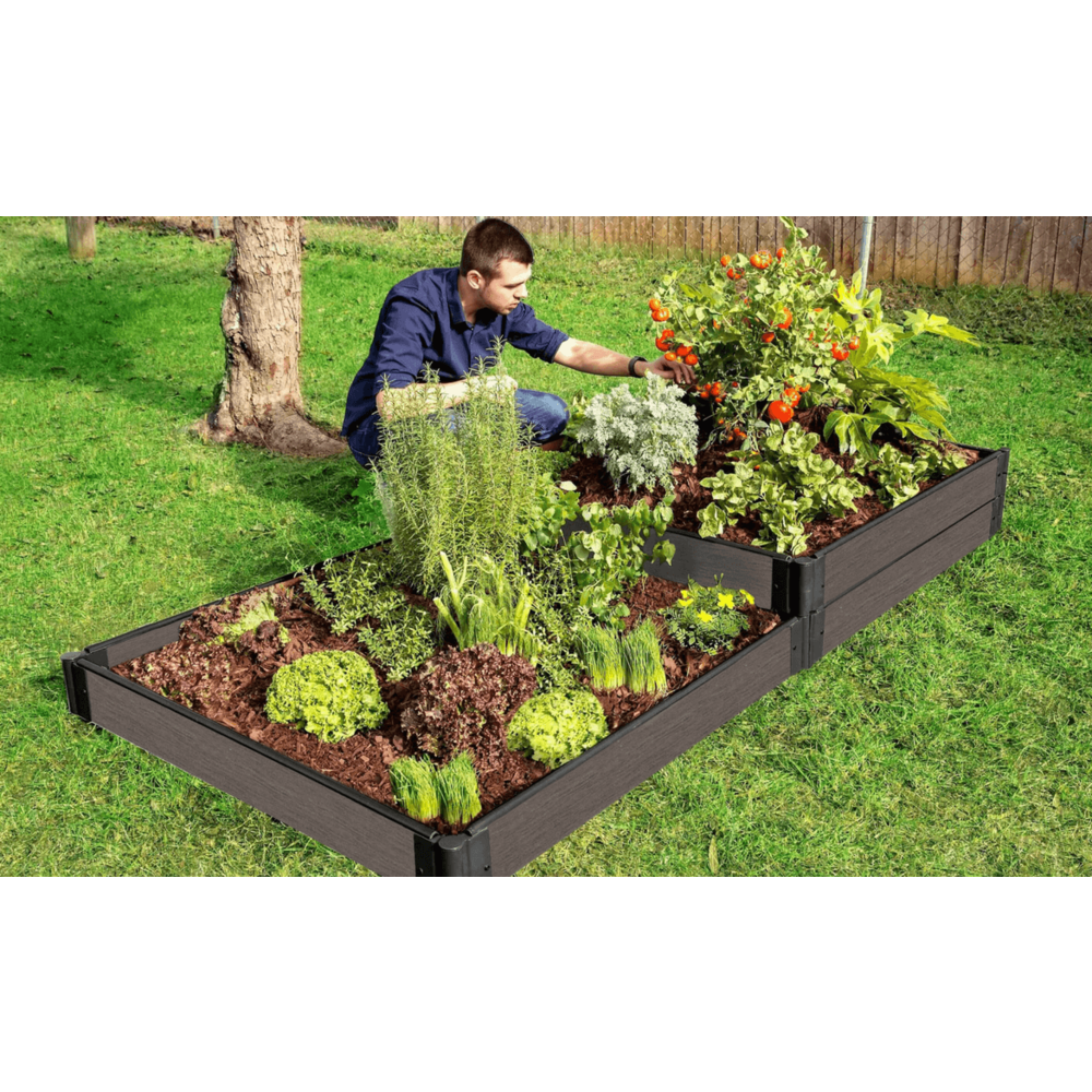 Weathered Wood Raised Garden Bed Terraced 4' X 8' X 11” – 1” Profile. Picture 5