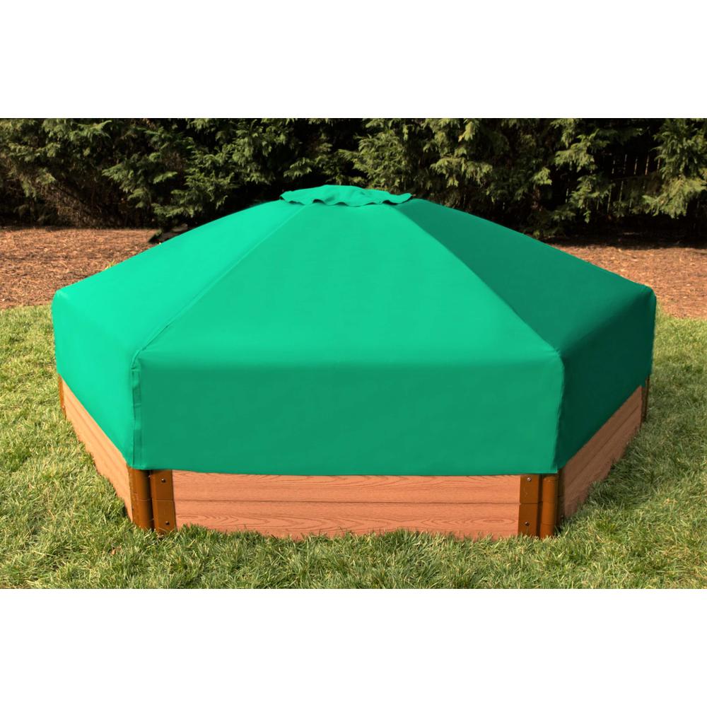 Tool-Free Classic Sienna One Inch Series 7ft. x  8ft. x 11in. Composite Hexagon Sandbox Kit with Collapsible Cover. Picture 8