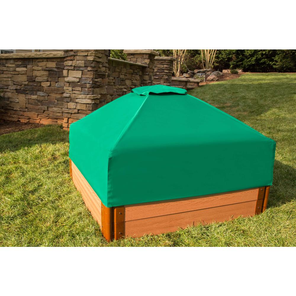 Tool-Free Classic Sienna One Inch Series 4ft. x 4ft. x 11in. Composite Square Sandbox Kit with Collapsible Cover. Picture 4