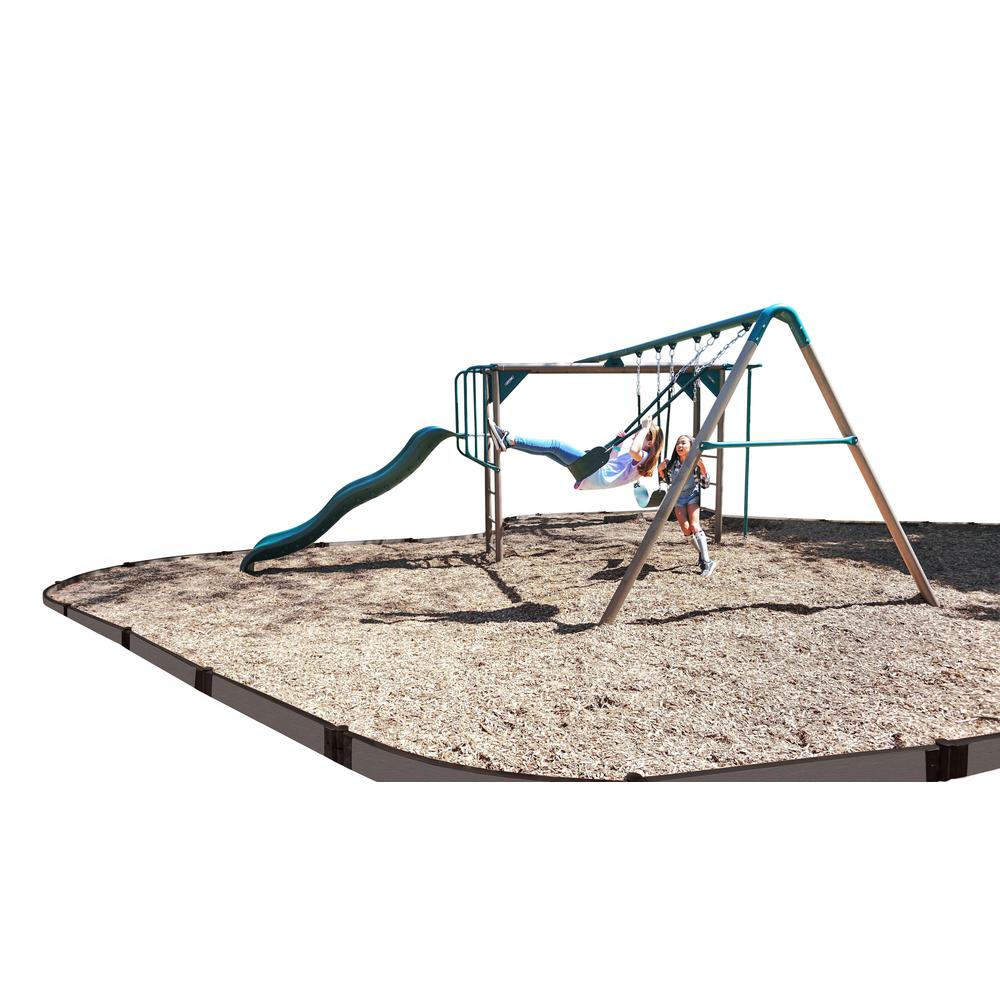 Weathered Wood Curved Playground Border Kit 32' - 1" Profile. Picture 1