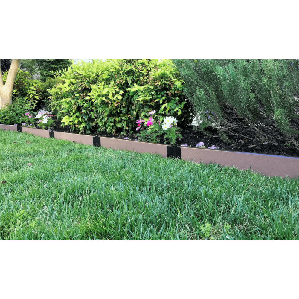 Weathered Wood Straight Landscape Edging Kit 64' - 1" Profile. Picture 7