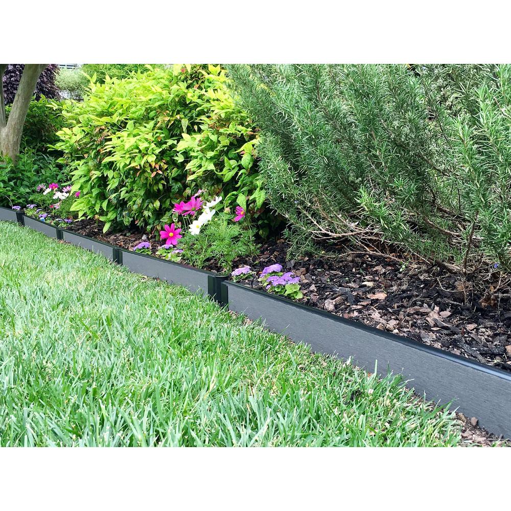 Weathered Wood Straight Landscape Edging Kit 16' - 1" Profile. Picture 5