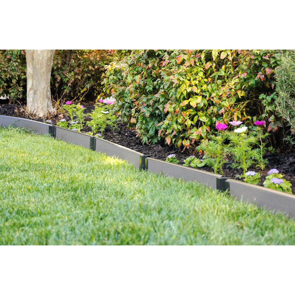 Weathered Wood Straight Landscape Edging Kit 16' - 1" Profile. Picture 6