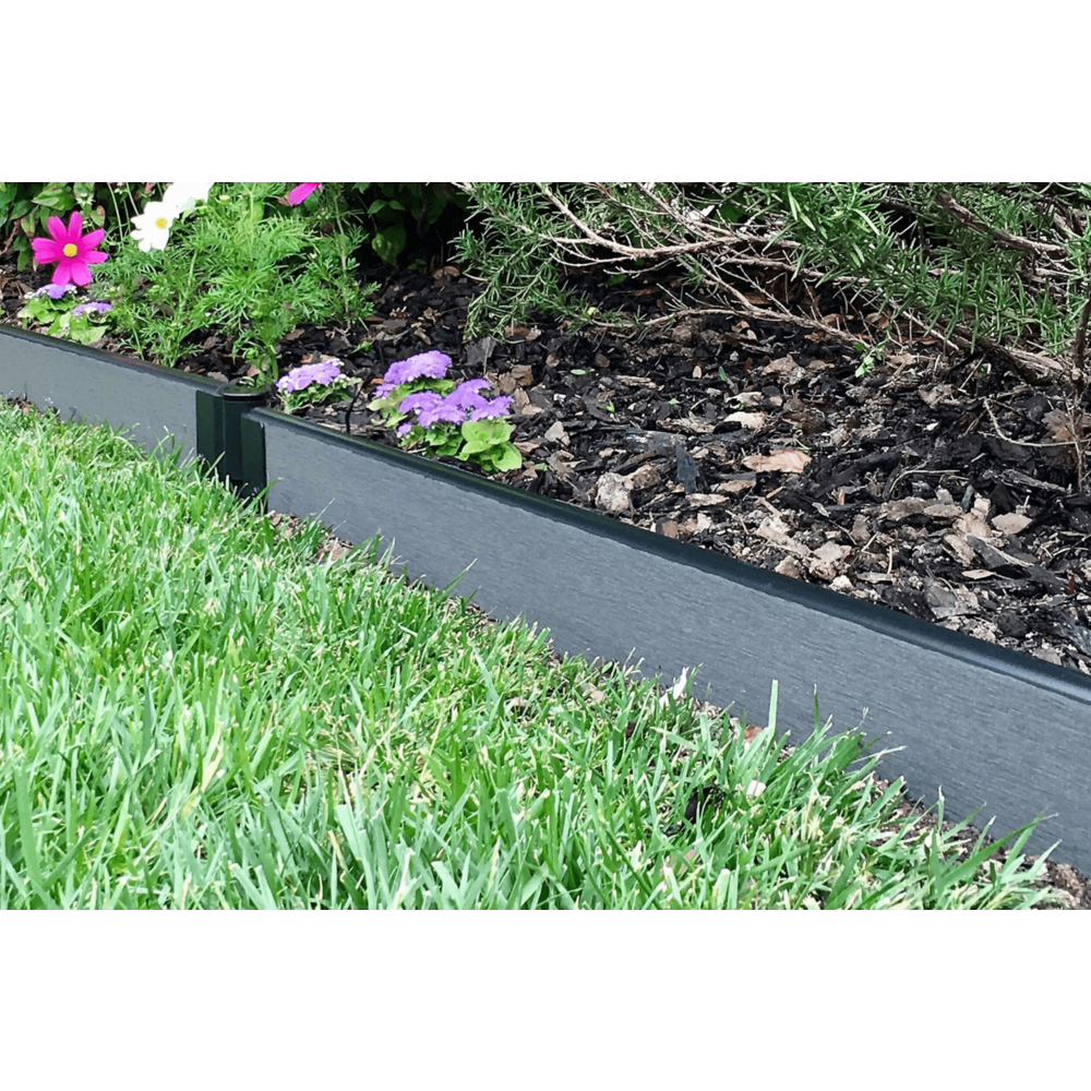 Weathered Wood Straight Landscape Edging Kit 16' - 1" Profile. Picture 7