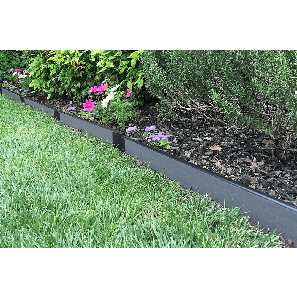 Weathered Wood Straight Landscape Edging Kit 16' - 1" Profile. Picture 9