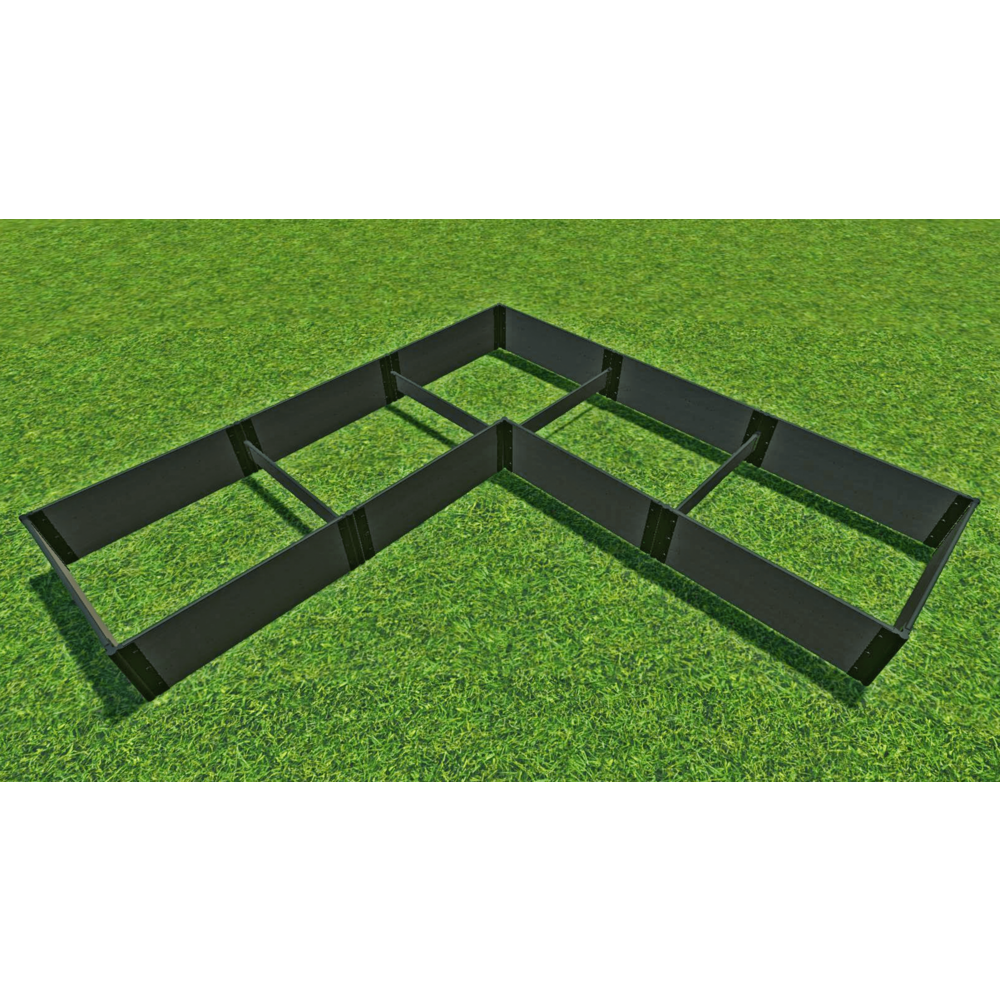 Weathered Wood Raised Garden Bed ‘L’ Shaped 12' X 12' X 16.5” – 1” Profile. Picture 1