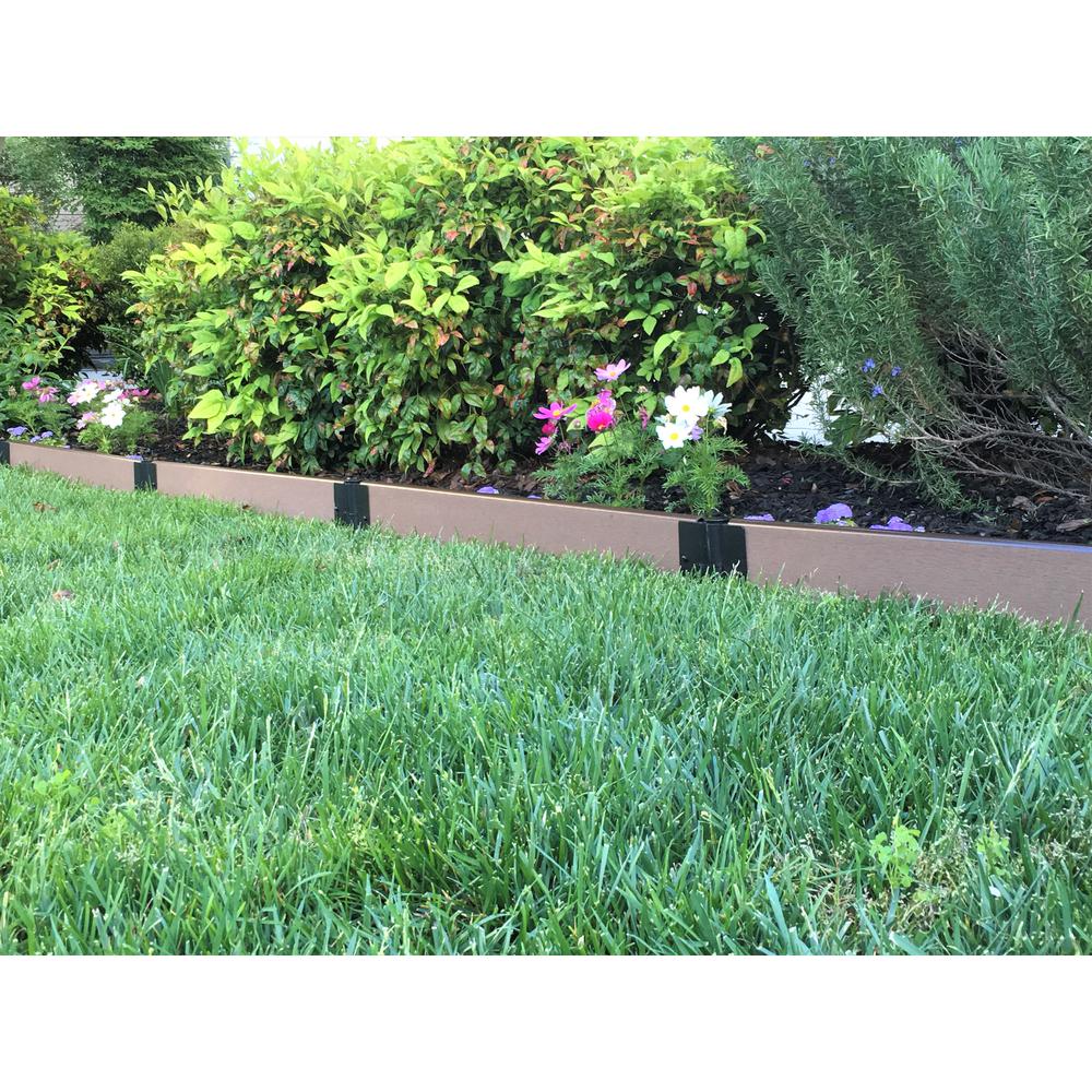 Weathered Wood Straight Landscape Edging Kit 64' - 1" Profile. Picture 11