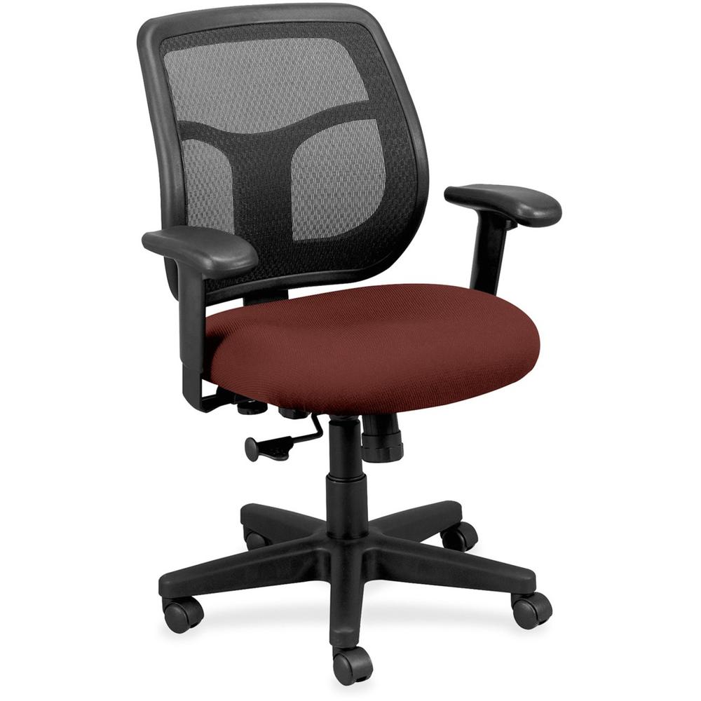 Eurotech Apollo Synchro Mid-Back Chair - Persimmon Fabric Seat - Black Fabric Back - Mid Back - 5-star Base - Armrest - 1 Each. The main picture.