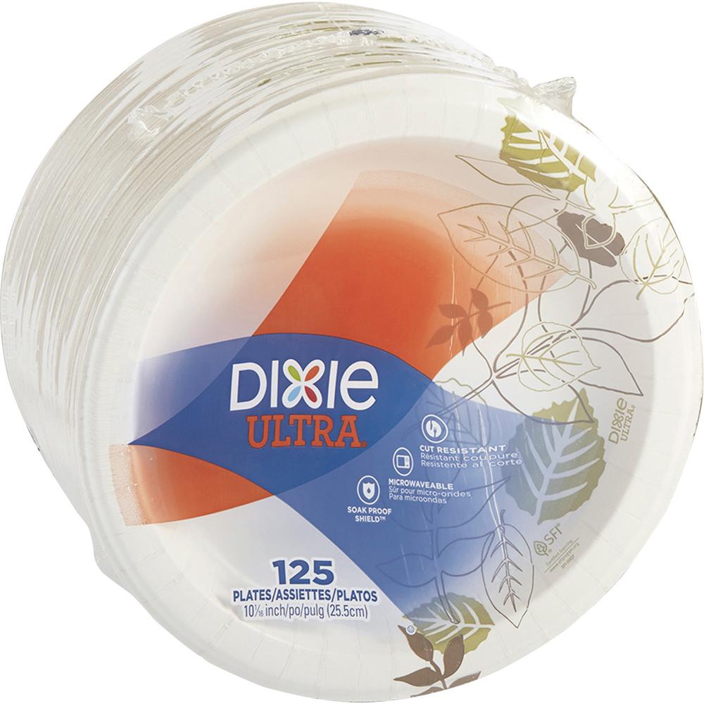 Dixie Ultra&reg; Pathways 10-1/16" Heavyweight Paper Plates by GP Pro - Serving - Pathways - Microwave Safe - White - Paper Body - 125 Pack. Picture 1