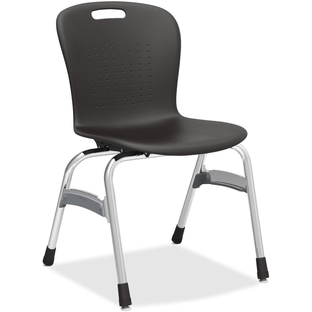 Virco Sage Series 4-Leg Stack Chair - Black Seat - Black Back - Chrome Frame - 4 Carton. The main picture.