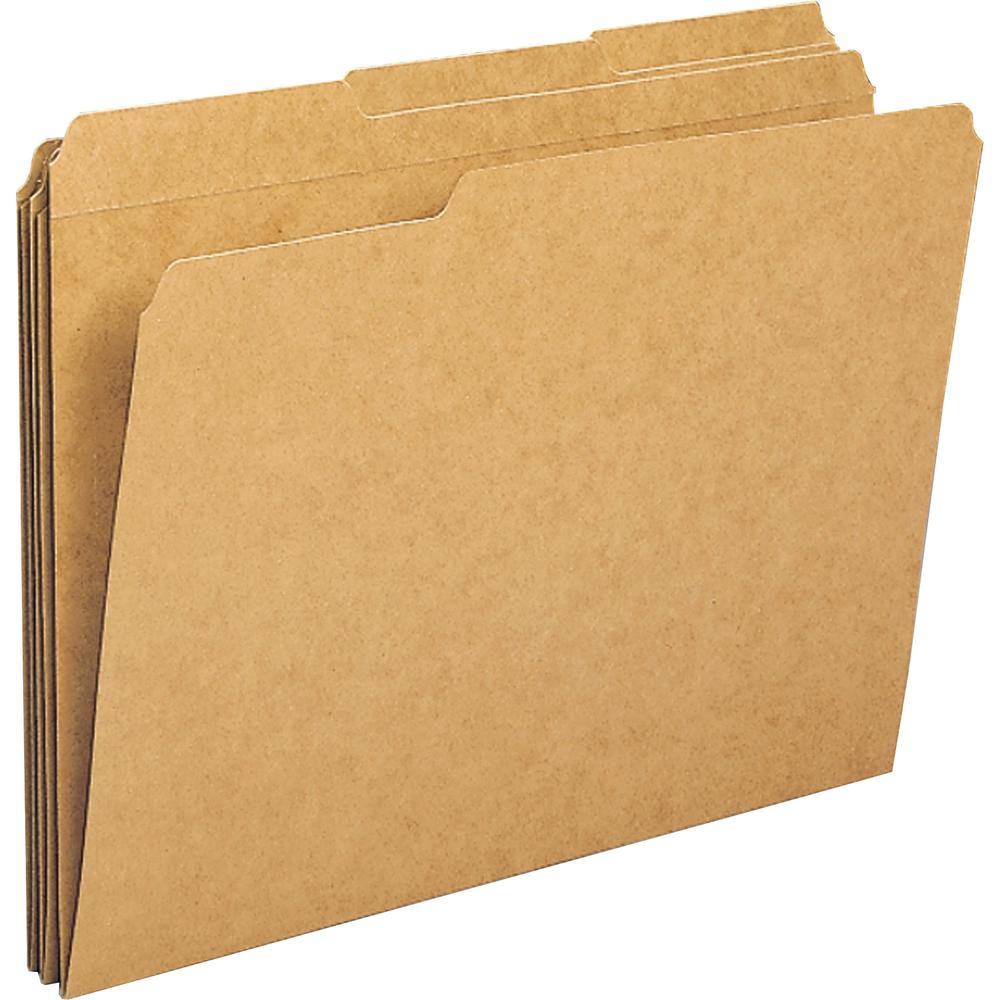 Business Source 1/3 Tab Cut Letter Recycled Classification Folder - 8 1/2" x 11" - Top Tab Location - Assorted Position Tab Position - 10% Recycled - 100 / Box. Picture 1