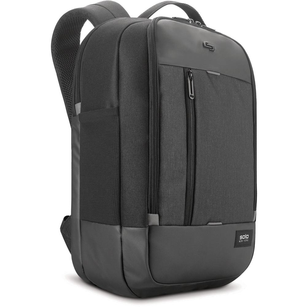 Solo Carrying Case (Backpack) for 17.3" Notebook - Black - Damage Resistant - Mesh Pocket - Shoulder Strap, Handle, Luggage Strap - 18.5" Height x 13" Width x 3.5" Depth - 1 Pack. Picture 1