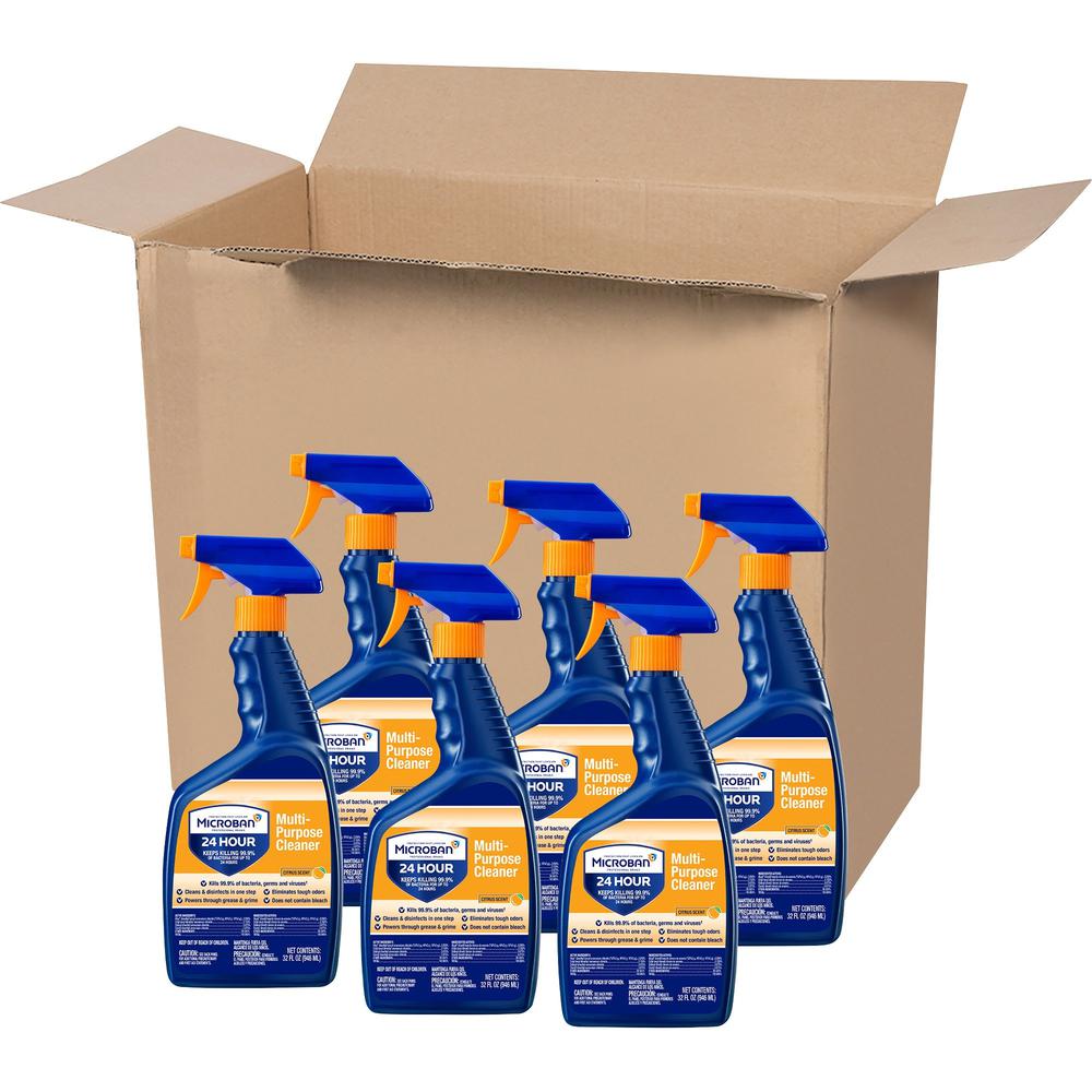 Microban Professional Multipurpose Clean Spray - Ready-To-Use Spray - 32 fl oz (1 quart) - Citrus Scent - 6 / Carton - Multi. The main picture.