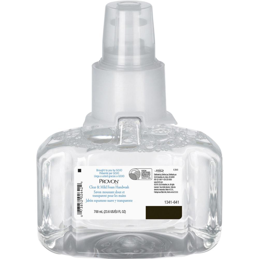 Provon LTX-7 Clear & Mild Foam Handwash Refill - Fragrance-free ScentFor - 23.7 fl oz (700 mL) - Pump Bottle Dispenser - Kill Germs - Hand - Moisturizing - Clear - Rich Lather, Dye-free, Bio-based, Fr. Picture 1