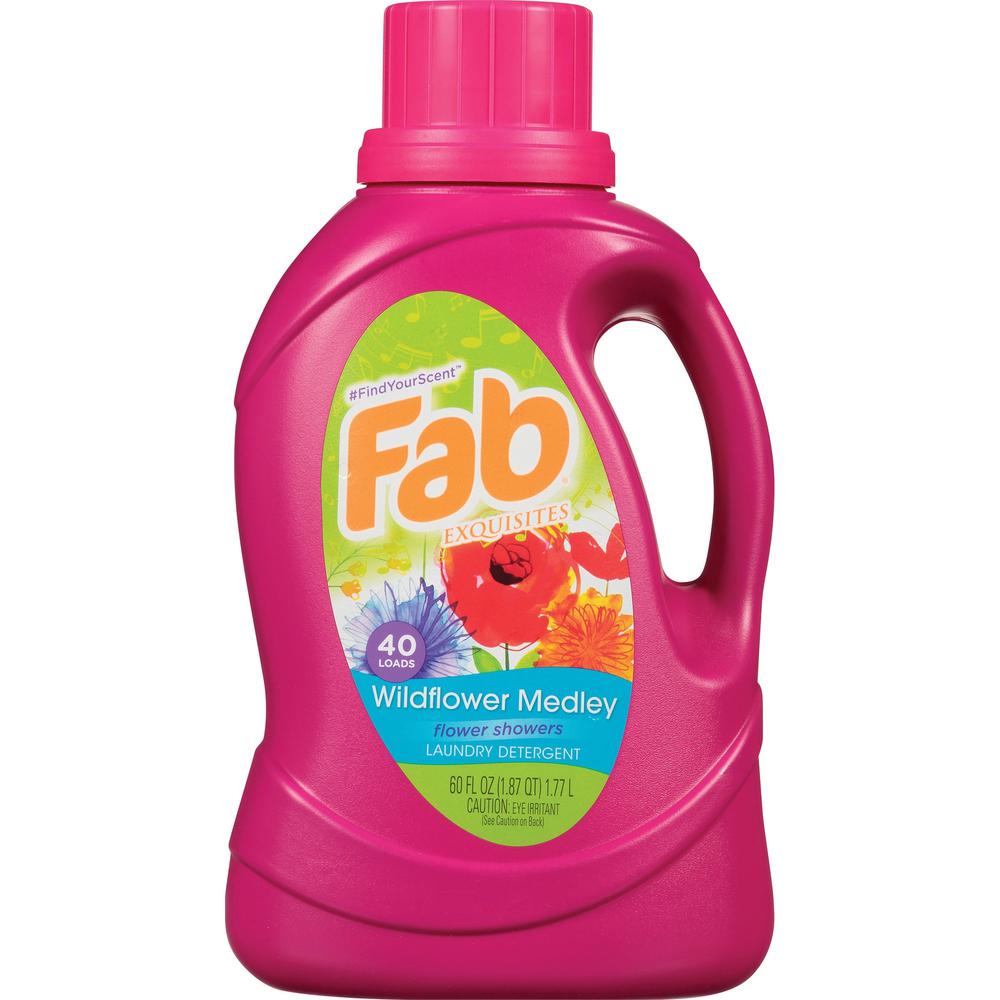 Fab Liquid Laundry Detergent - 60 fl oz (1.9 quart) - Wildflower Medley Scent - 1 Each - Phosphorous-free - Multi. Picture 1