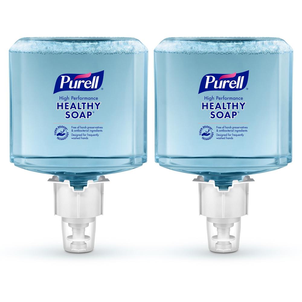 PURELL&reg; CRT HEALTHY SOAP&reg; ES4 High Performance Foam Refill - 40.6 fl oz (1200 mL) - Push-Style Dispenser - Dirt Remover, Kill Germs - Hand, Skin - Clear - Recycled - Dye-free - 2 / Carton. Picture 1
