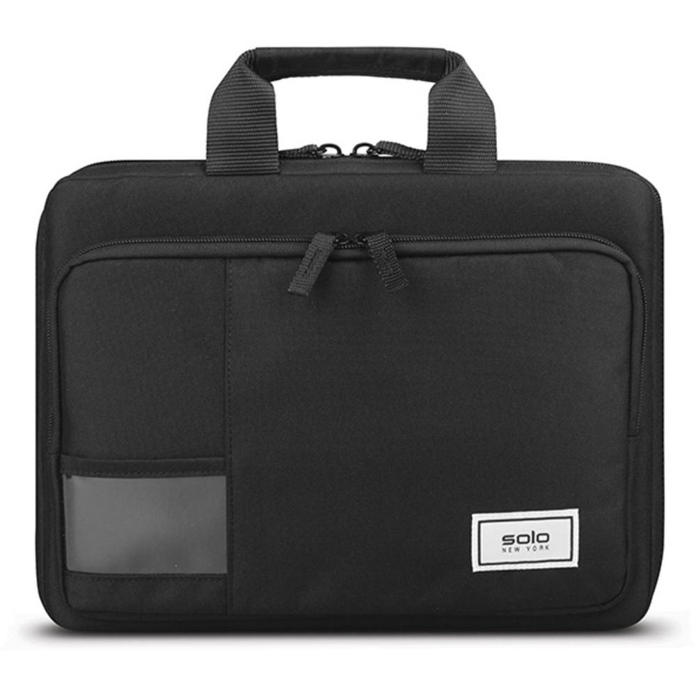 Solo Carrying Case for 11.6" Chromebook, Notebook - Black - Drop Resistant, Bacterial Resistant, Water Resistant - Fabric - Handle - 1 Pack. Picture 1