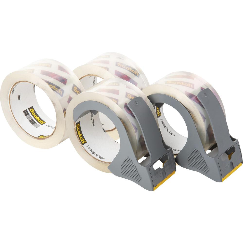 Scotch Box Lock Dispenser Packaging Tape - 55 yd Length x 1.88" Width - Dispenser Included - 4 / Pack - Clear. Picture 1