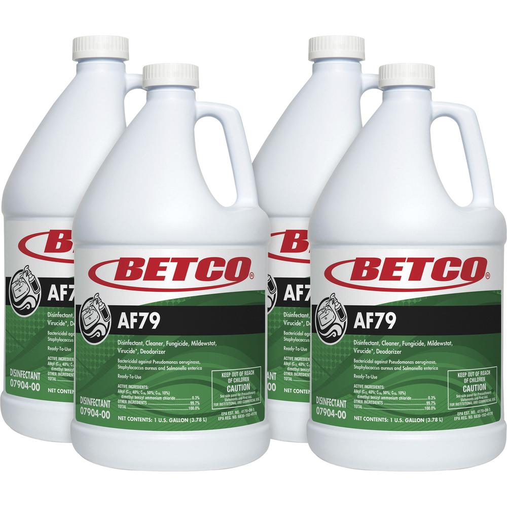 Betco AF79 Acid-Free Restroom Cleaner - Ready-To-Use - 128 fl oz (4 quart) - Citrus Bouquet Scent - 4 / Carton - Disinfectant, Deodorize, Long Lasting, Rinse-free - Clear Blue. Picture 1