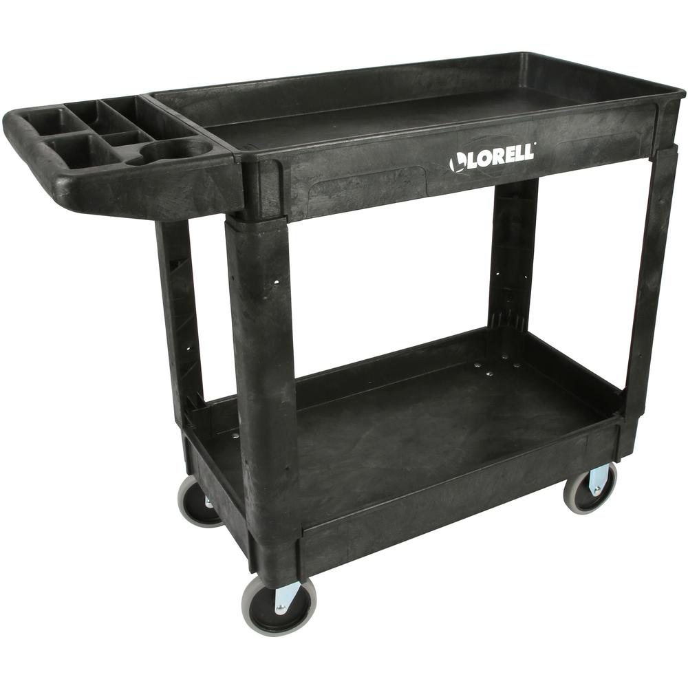 Lorell Storage Bin Utility Cart - 550 lb Capacity - 4 Casters - 5" Caster Size - Structural Foam - x 37.5" Width x 17" Depth x 39" Height - Black - 1 Each. Picture 1
