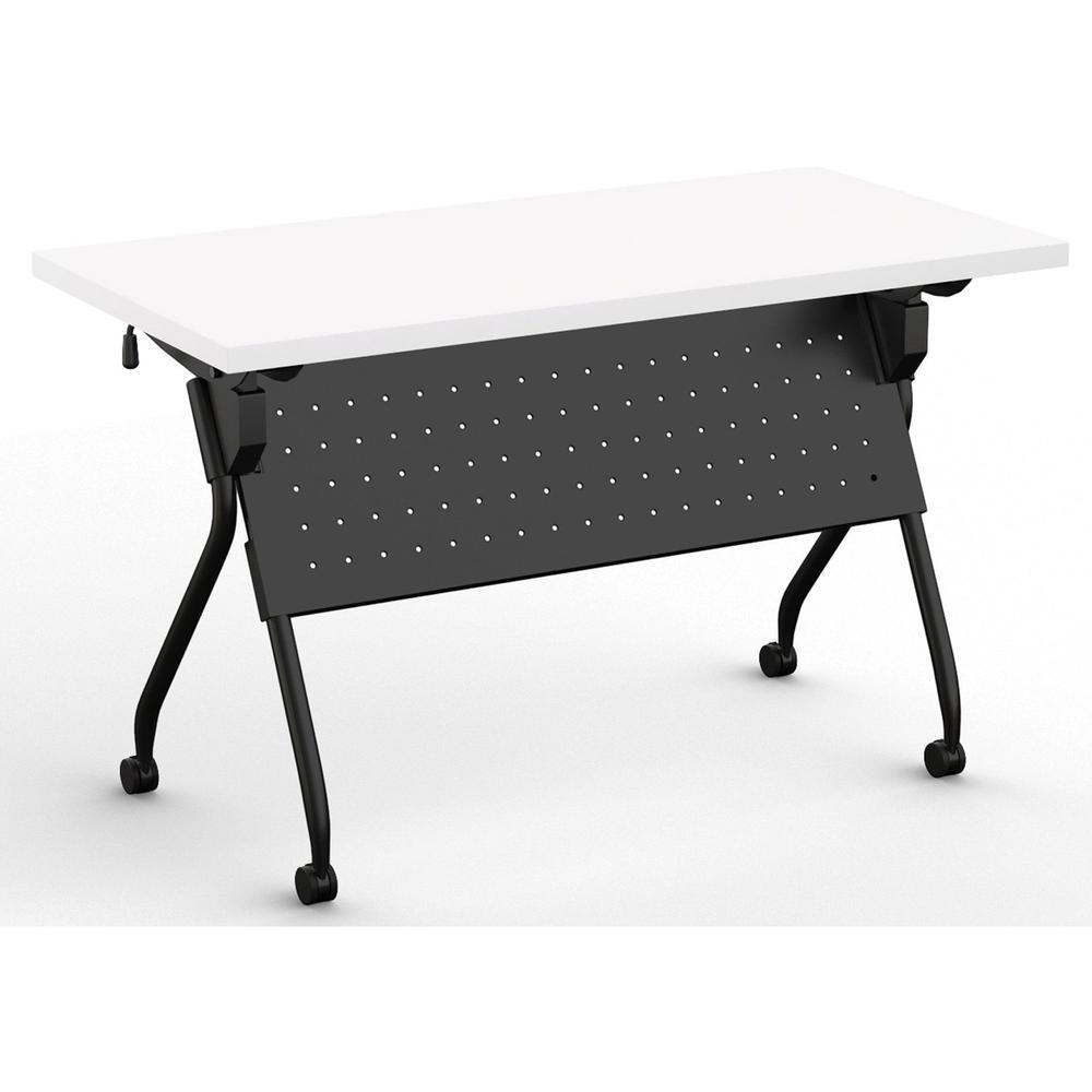 Special-T Transform-2 Flip & Nest Table - White Rectangle Top - Black Cross Beam Base x 48" Table Top Width x 24" Table Top Depth x 1.25" Table Top Thickness - 30" Height - Assembly Required - Steel -. The main picture.