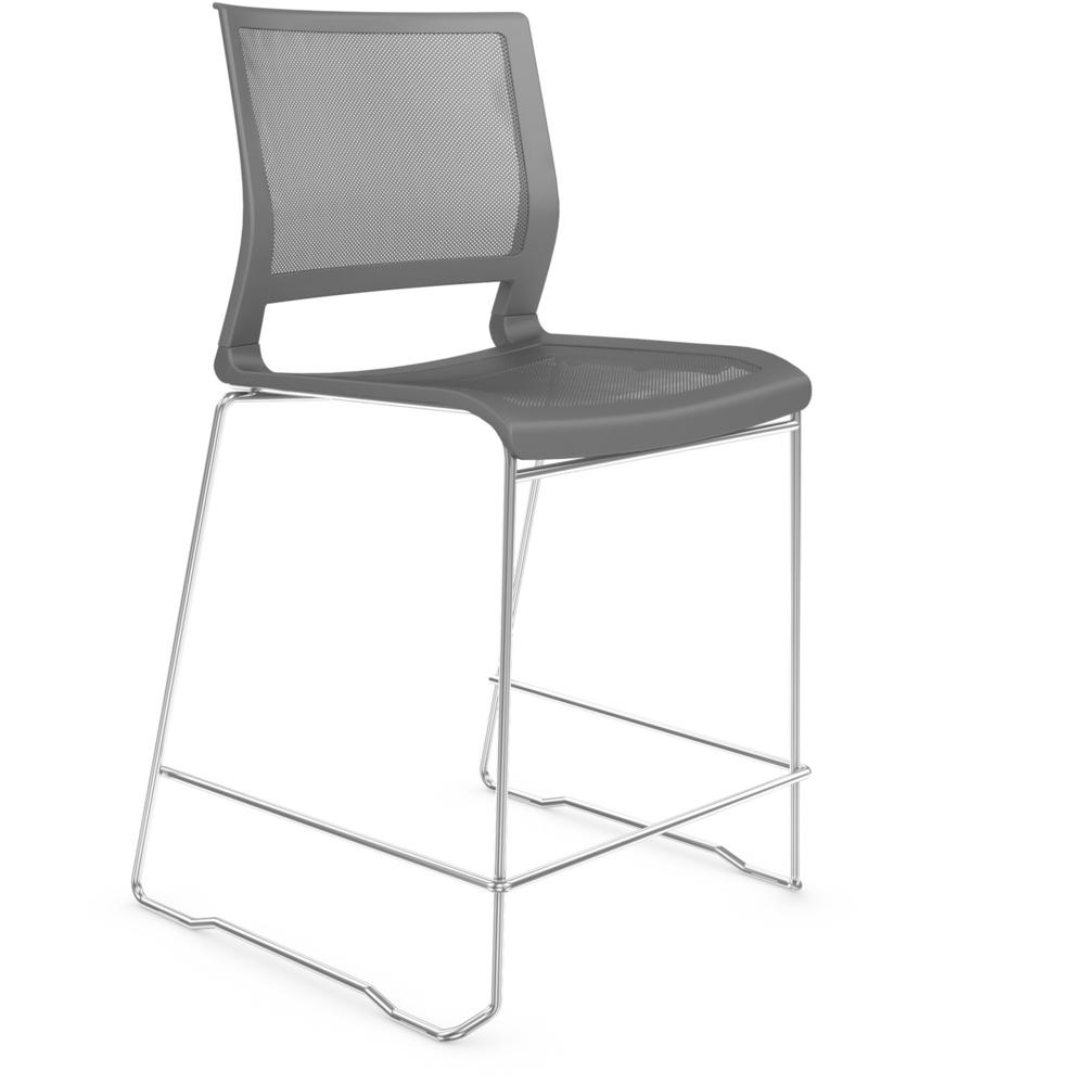 9 to 5 Seating Kip Stack Stool - Dove Gray Plastic Seat - Dove Gray Plastic Back - Chrome Frame - Sled Base - 1 Each. Picture 1