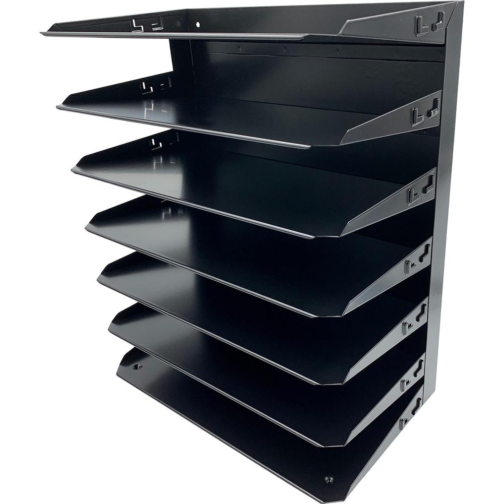 Huron Horizontal Slots Desk Organizer - 7 Compartment(s) - 15" Height x 15" Width x 8.8" Depth - Durable - Black - Steel - 1 Each. Picture 1