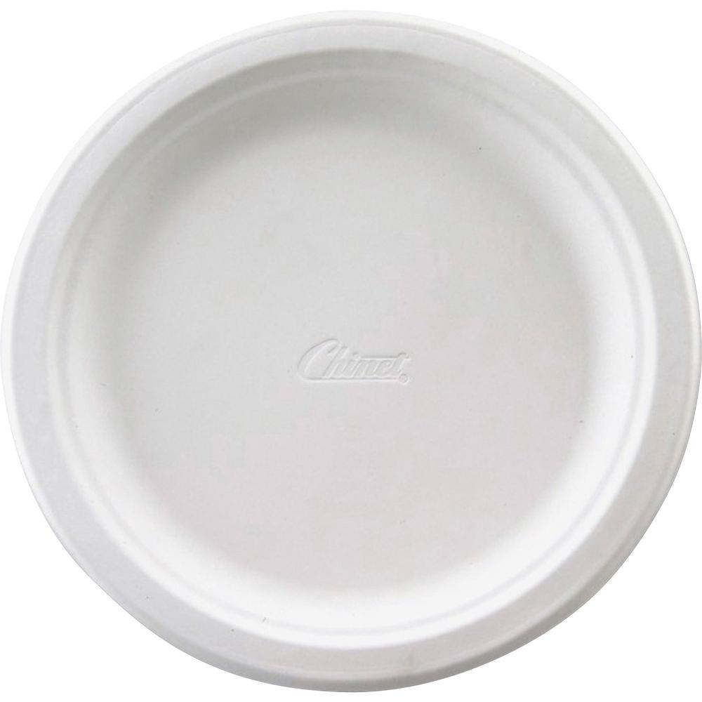 Chinet Classic 10-1/2" Tableware Plates - 125 / Pack - Disposable - Microwave Safe - 10.5" Diameter - White - Round - 4 / Carton - TAA Compliant. Picture 1