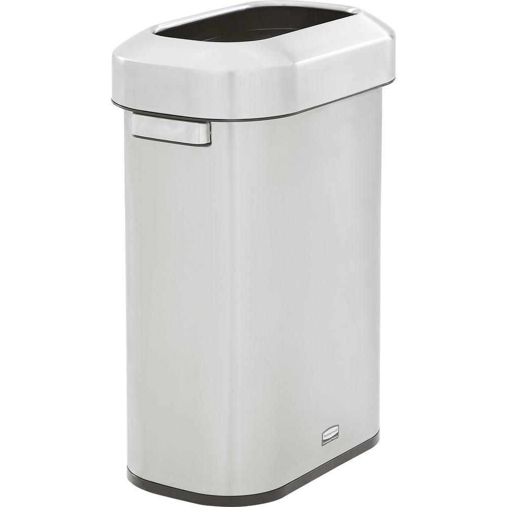 Rubbermaid Commercial Refine Waste Container - 15 gal Capacity - Manual - Ergonomic Handle, Non-skid, Fingerprint Resistant, Durable - 25.6" Height x 11.3" Width - Metal, Steel - Stainless Steel - 1 E. The main picture.