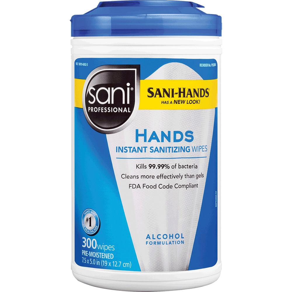 PDI Hands Instant Sanitizing Wipes - White - 300 Per Canister - 1 Each. Picture 1