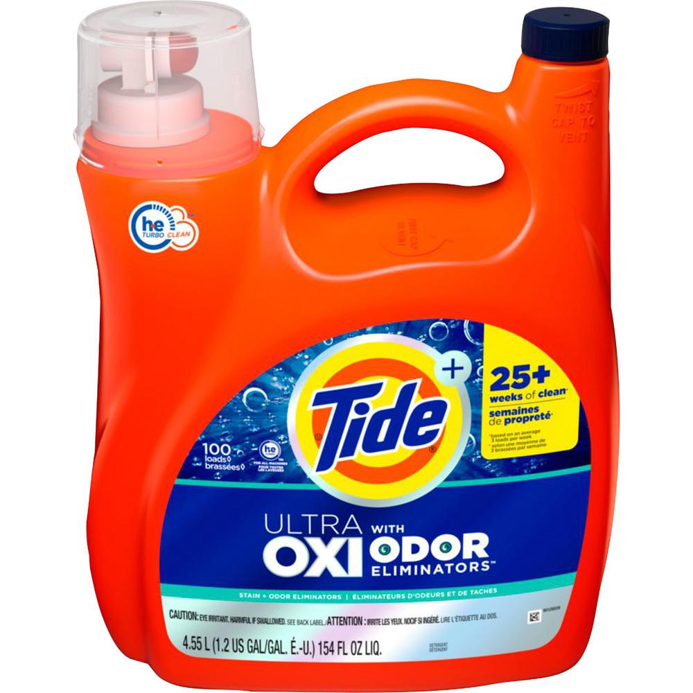 Tide Ultra Oxi Laundry Detergent - Liquid - 154 fl oz (4.8 quart) - Bottle - 1 Bottle - Blue. Picture 1