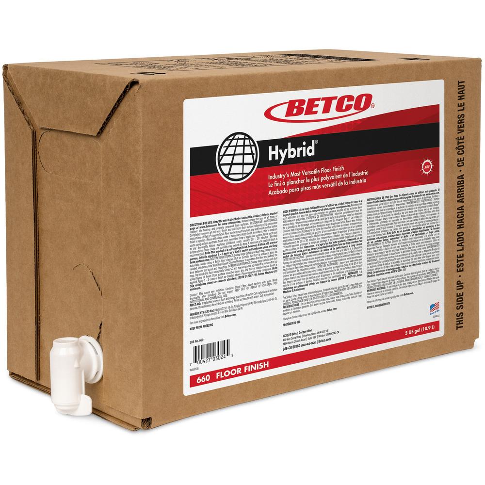 Betco Hybrid Floor Finish - 640 fl oz (20 quart) - 1 Each - Long Lasting, Self-sealing, Styrene-free, Versatile, Powder Resistant - White. Picture 1