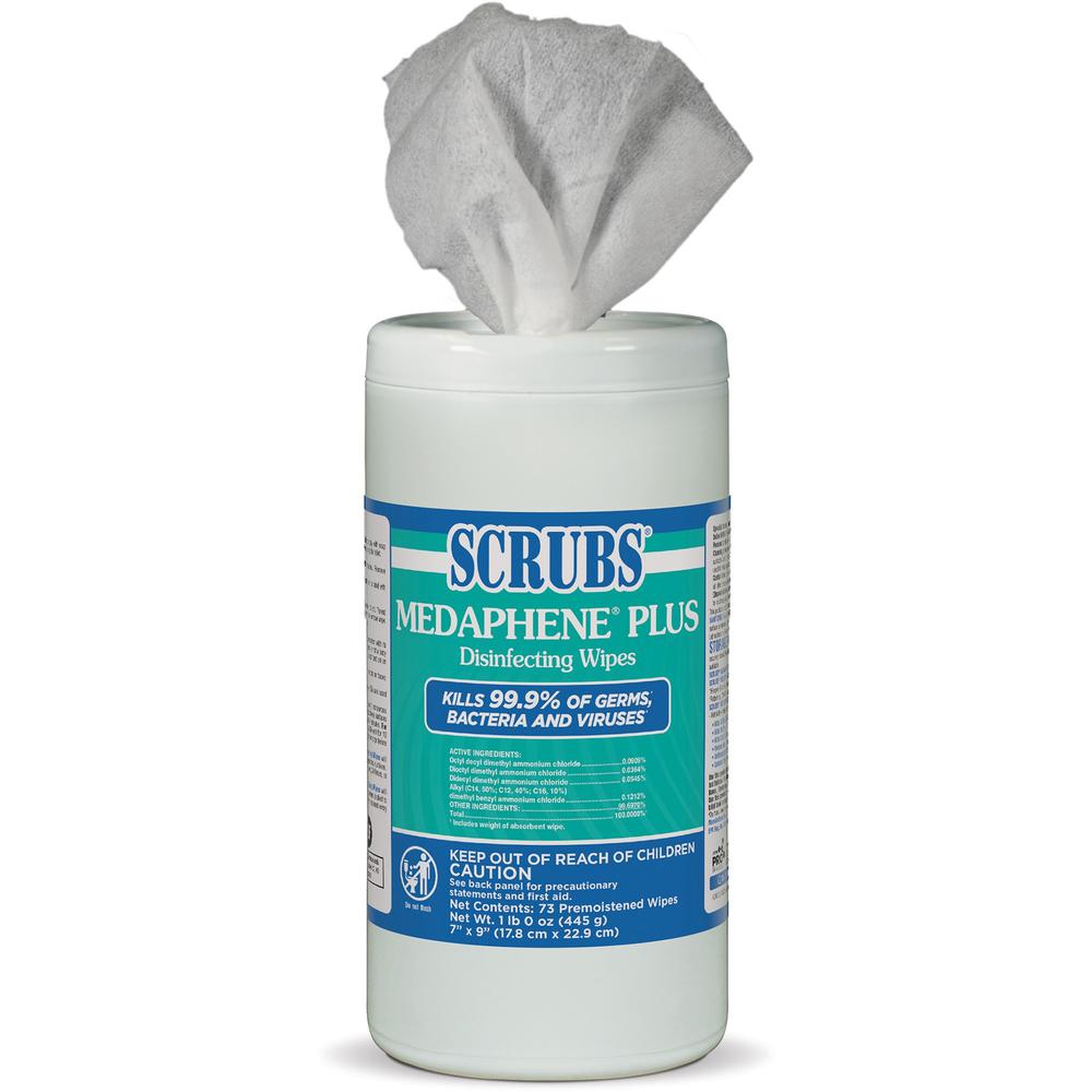 SCRUBS Medaphene Plus Disinfecting Wipes - Citrus Scent - 9" Length x 6" Width - 73 - 6 / Carton - Disinfectant, Deodorize, Textured, Absorbent, Pre-moistened, Easy to Use, Strong, Water Soluble, Anti. Picture 1