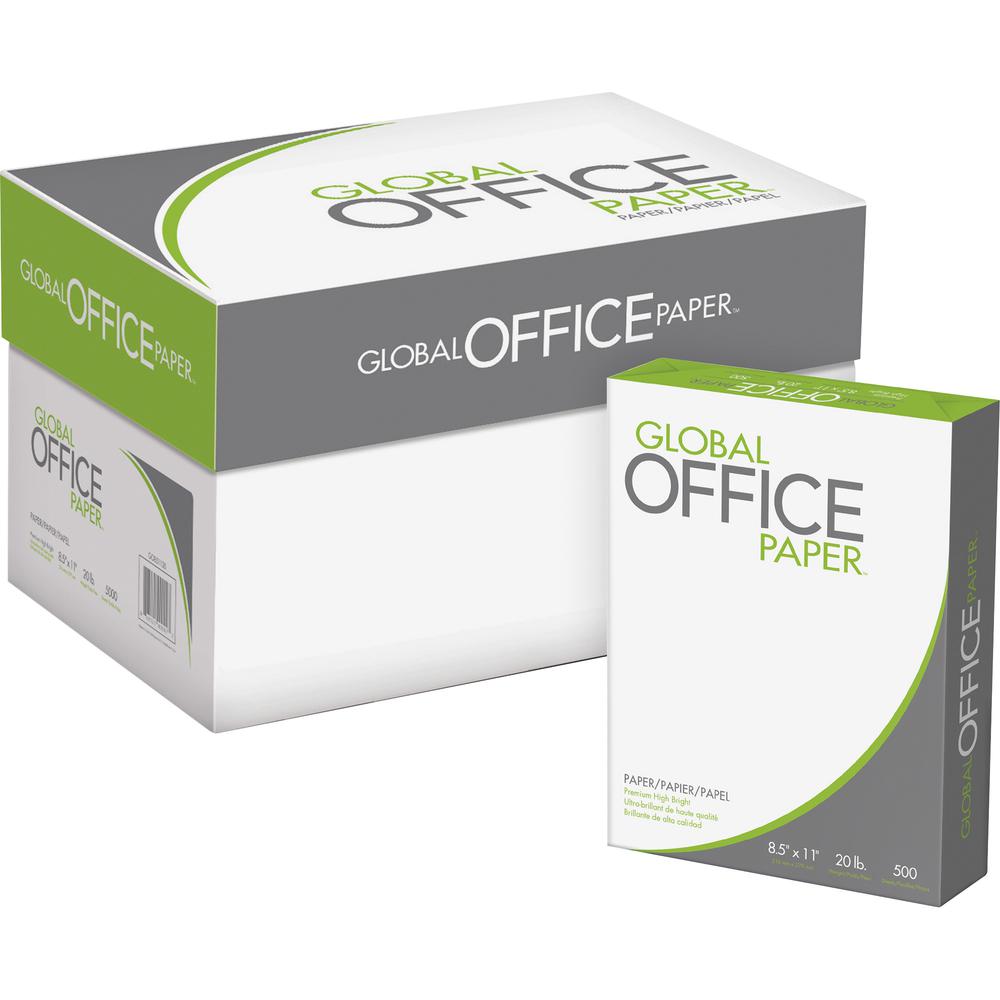 Global Office Premium Multipurpose Paper - White - Letter - 8 1/2" x 11" - 20 lb Basis Weight - 10 / Carton (500 - High Brightness. Picture 1