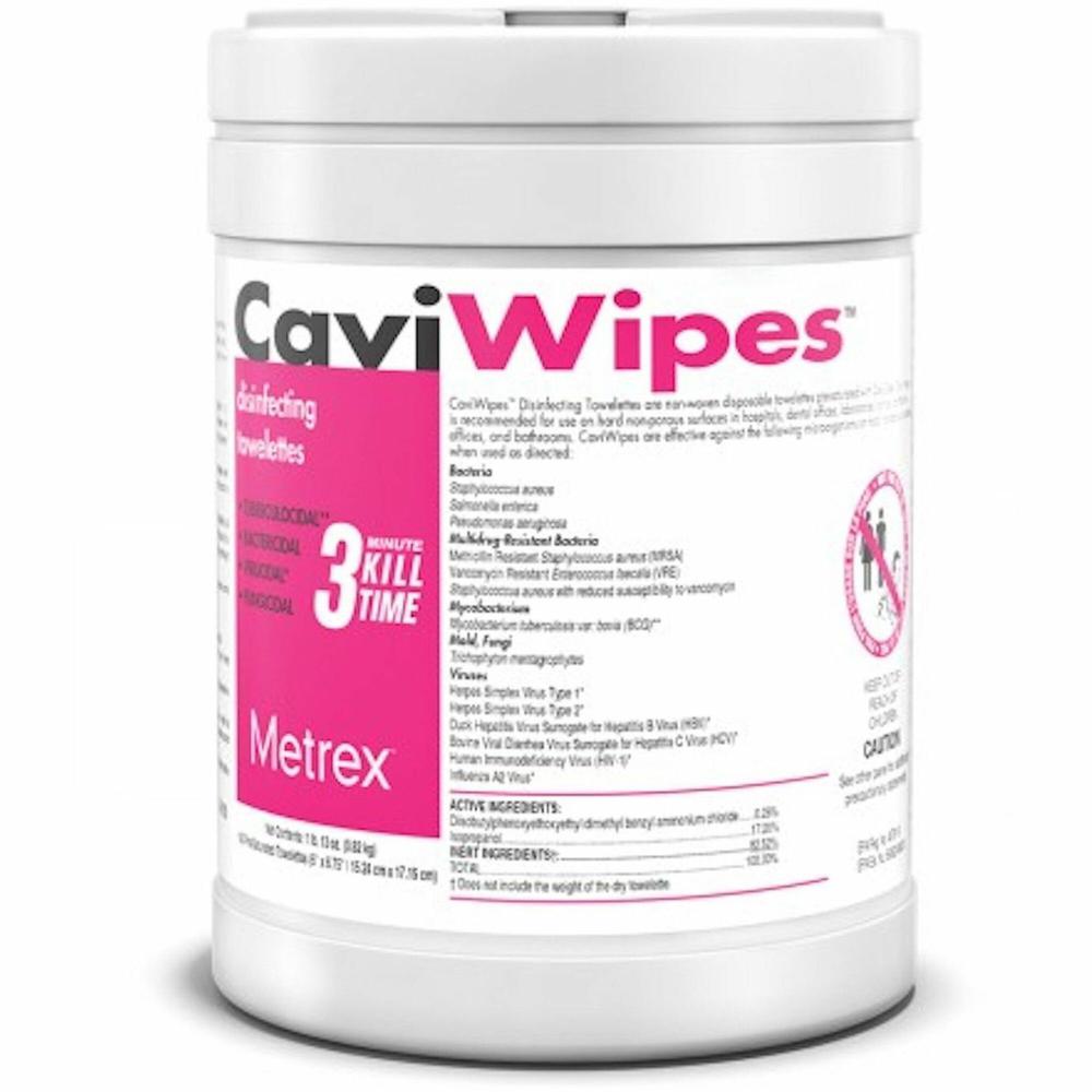 Metrex CaviWipes - Concentrate - 6.75" Length x 6" Width - 12 / Carton - Durable, Easy to Use - White. Picture 1