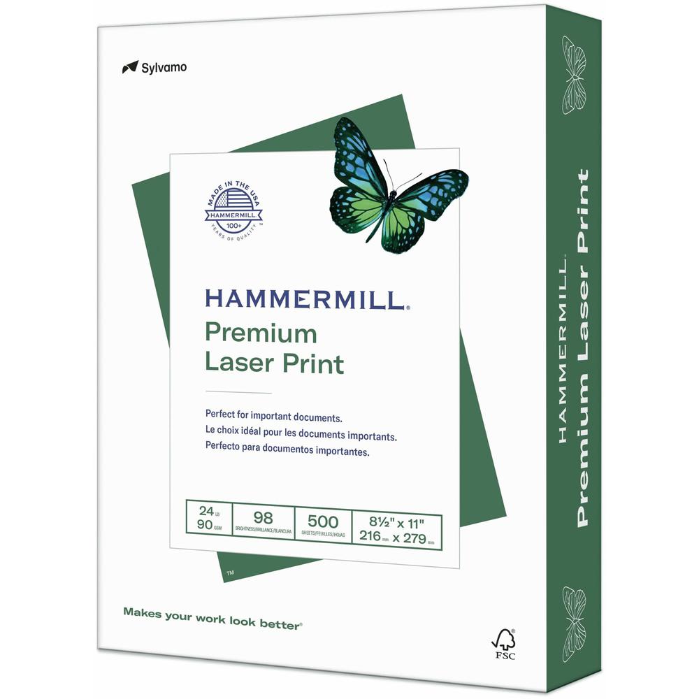 Hammermill Laser Print Paper - Letter - 8.5" x 11" - 24lb - Smooth - Radiant White. Picture 1