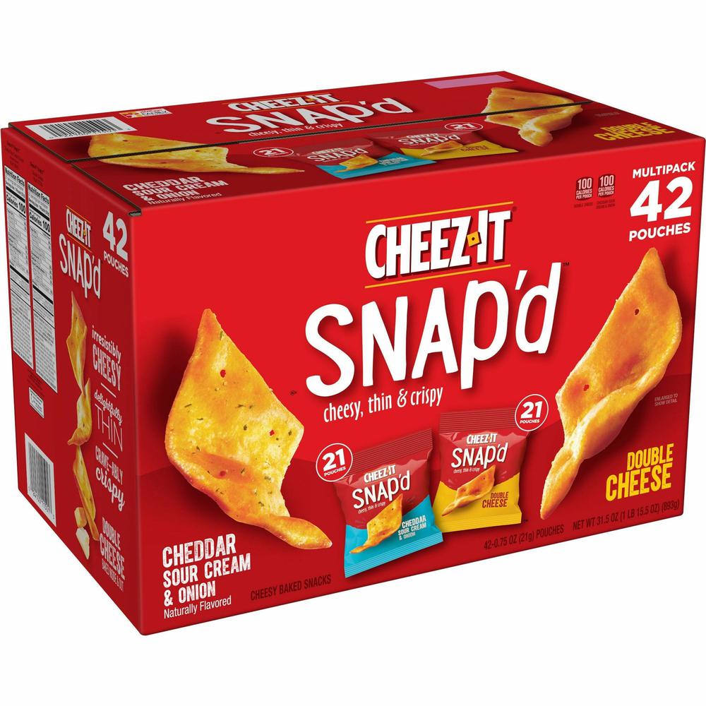 Cheez-It Snap'd Baked Cheese Variety Pack - Assorted - 1.97 lb - 42 / Carton. Picture 1