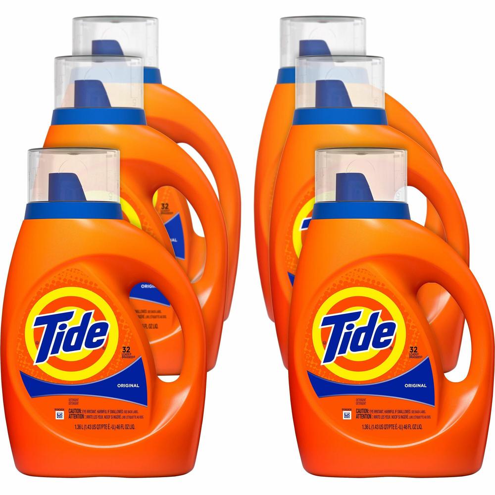 Tide Original Laundry Detergent - Concentrate - 46 fl oz (1.4 quart) - Original Scent - 6 / Carton - Blue. Picture 1
