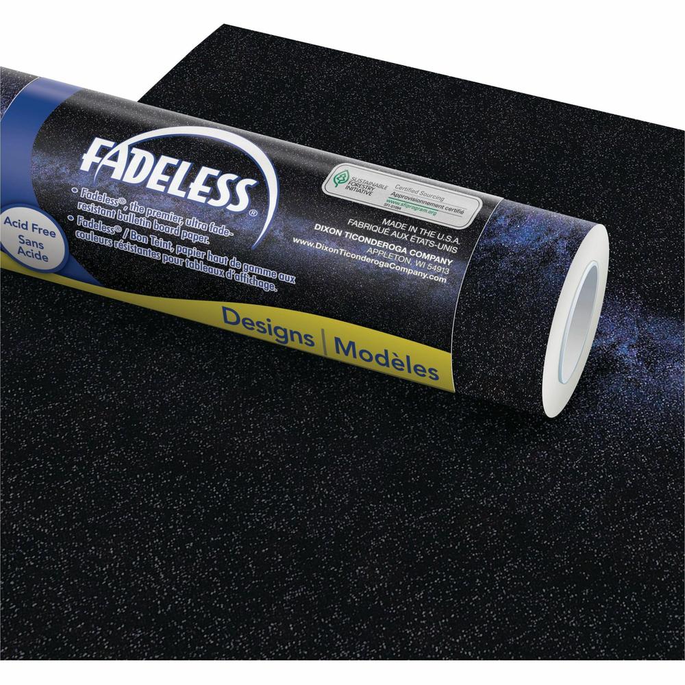 Fadeless Designs Paper Roll - Art Project, Craft Project, Classroom, Bulletin Board, Display, Table Skirting, Party, Decoration - 48"Width x 50"Length - 1 / Roll - Black. Picture 1