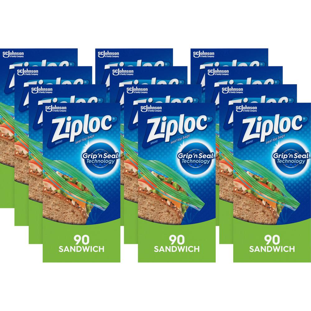 Ziploc&reg; Sandwich Bags - 5.88" Width x 6.50" Length - Clear - Plastic - 12/Carton - 90 Per Box - Sandwich, Storage. Picture 1