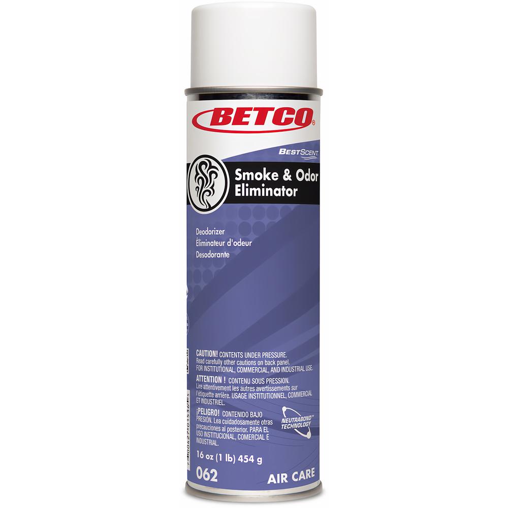 Betco Smoke & Odor Eliminator - Aerosol - 500 Sq. ft. - 16 fl oz (0.5 quart) - Spring & Renewal - 12 / Carton. Picture 1