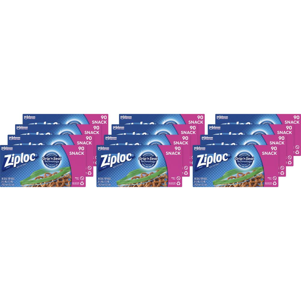 Ziploc Snack Size Storage Bags - 3.25" Width x 6.50" Length - Seal Closure - Clear - Plastic - 1080/Carton - Snack, Vegetables, Fruit, Vegetables. Picture 1