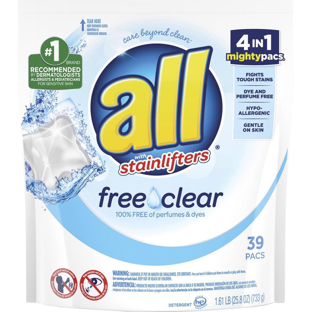 Dial All Free Clear Mightypacs Laundry Pods - 39 / Pack - No-mess, Easy to Use - Clear. Picture 1