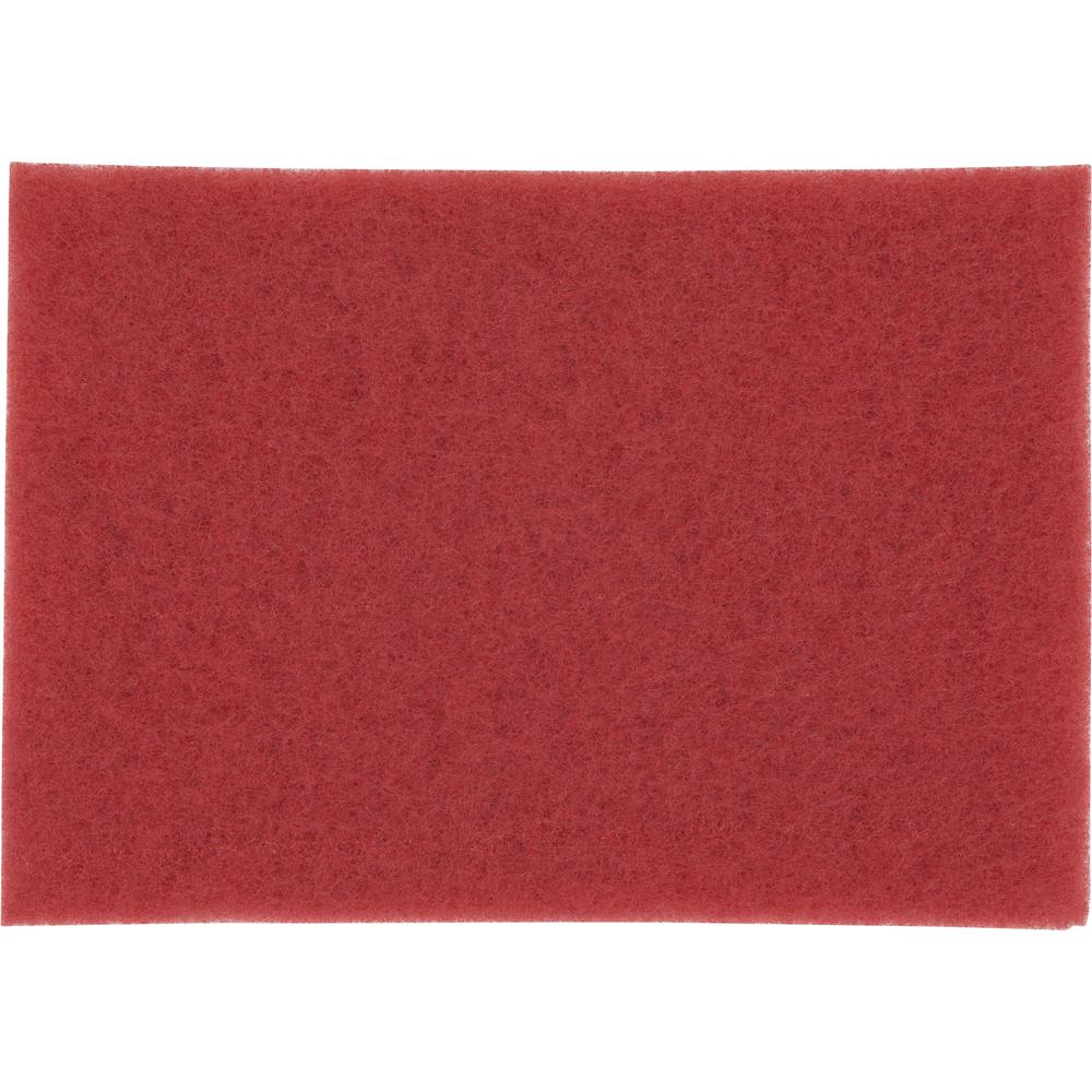 3M Red Buffer Pad - 10/Carton - Rectangle - 14" Width x 1" Thickness - Buffing, Cleaning, Polishing, Scrubbing - Linoleum, Sheet Vinyl, Vinyl Composition Tile (VCT) Floor - 175 rpm to 600 rpm Speed Su. Picture 1