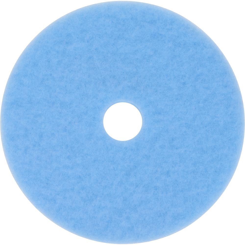 3M Sky Blue Hi-Performance Burnish Pad 3050 - 5/Carton - Round x 20" Diameter x 1" Thickness - Burnishing - Linoleum, Sheet Vinyl, Vinyl Composition Tile (VCT) Floor - 1500 rpm to 3000 rpm Speed Suppo. Picture 1