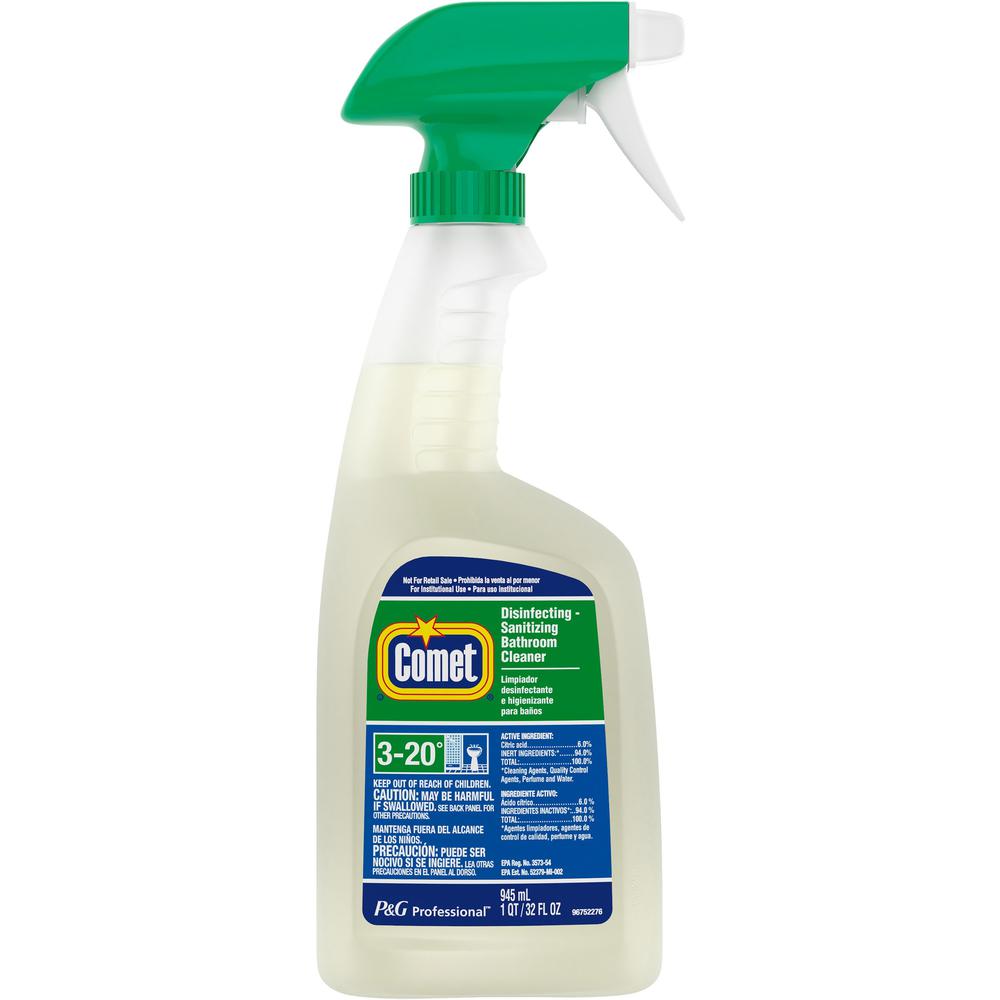 Comet Disinfecting Bath Cleaner - Ready-To-Use - 32 fl oz (1 quart) - Citrus Scent - 1 Bottle - Non-abrasive, Rinse-free, Deodorize, Scrub-free - Green. Picture 1