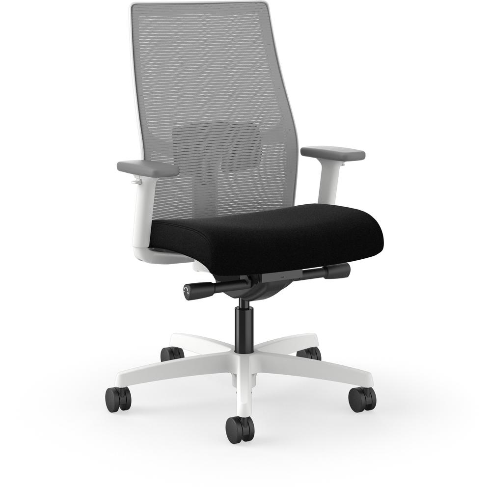 HON Ignition Mid-back Task Chair - Black Seat - Fog Mesh Back - Designer White Frame - Mid Back - 1 Each. Picture 1