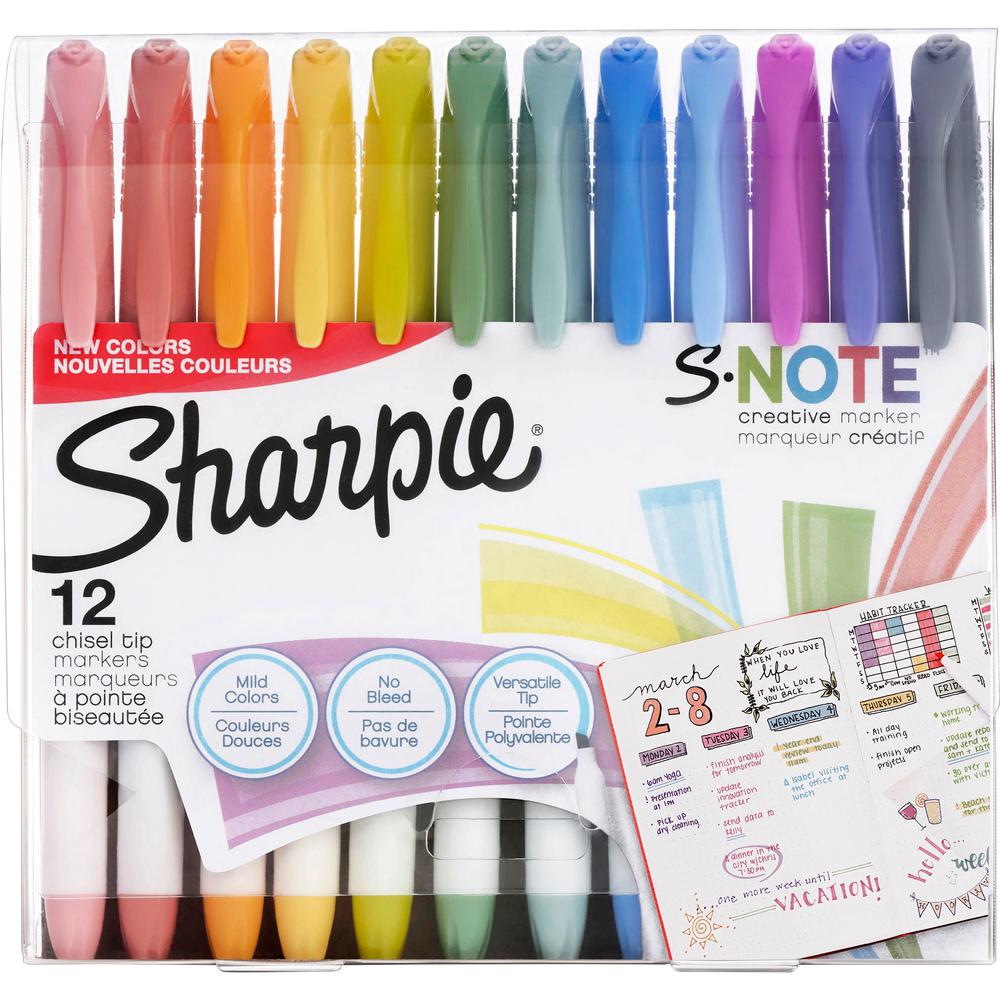 Sharpie S-Note Creative Markers - Broad Marker Point - Chisel Marker Point Style - Assorted - 12 / Pack. Picture 1