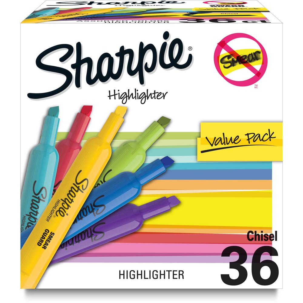 Sharpie Accent Highlighter - Chisel Marker Point Style - Assorted Pastel Dry Ink - 36 / Box. Picture 1