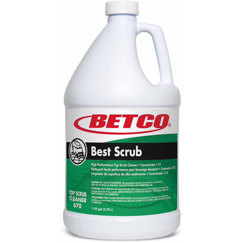 Betco Best Scrub Floor Cleaner - 128 fl oz (4 quart) - 4 / Carton - Residue-free, Pleasant Scent, Odor-free, Low Foaming, Water Soluble - Green. Picture 1